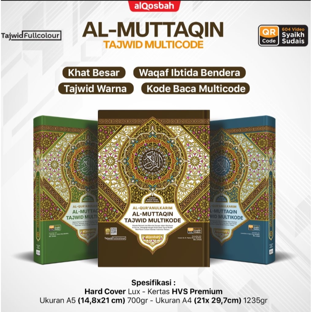 Al-Qur'an Al-Muttaqin WAQAF IBTIDA' A5 HC NONTERJEMAH Mushaf WAQAF IBTIDA' bendera warna...