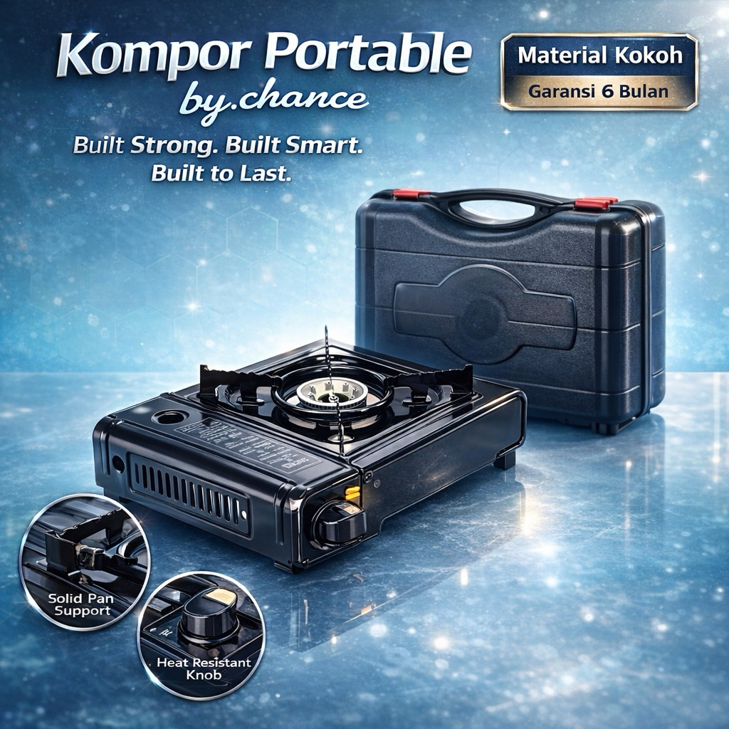 Kompor Gas Portable 2in1 Camping Outdoor BBQ Grill Suki Shabu Alat Masak Mini 1 Tungku Gratis Koper 