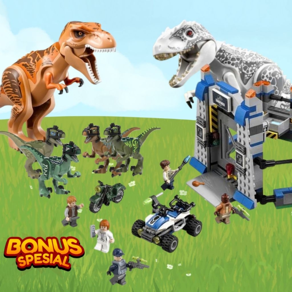 Lego Jurassic World Dinosaur Set, Raptor Squad Escape Trex Indominus Rex Second Set