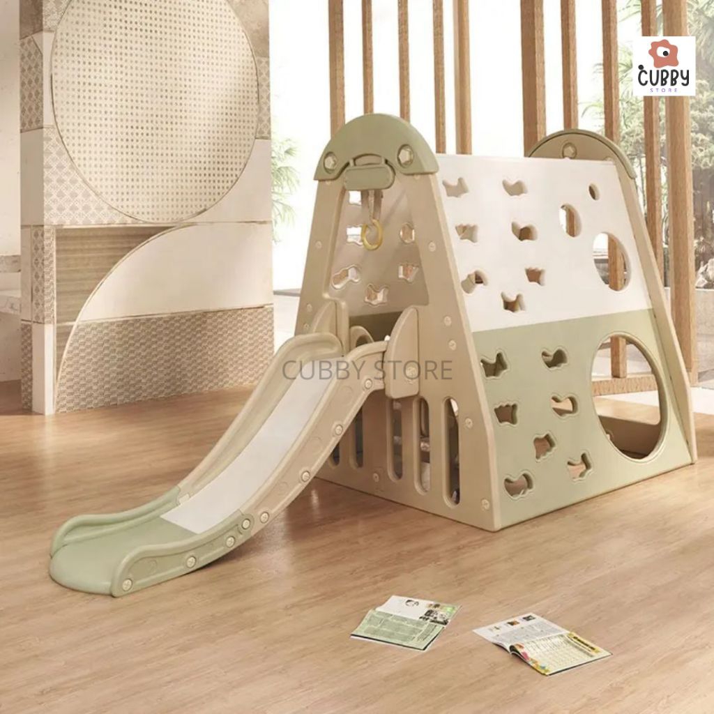Perosotan Playtent 4IN1 dilengkapi dengan Slide, Swing, Pull-up Bars, dan Climbing Frame JM20140