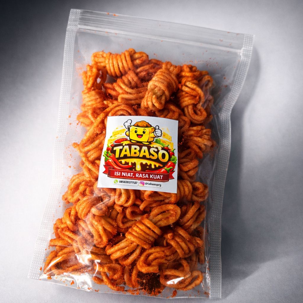 KUNYAH TARUS - Krupuk Mie Gulung Pedas Daun Jeruk