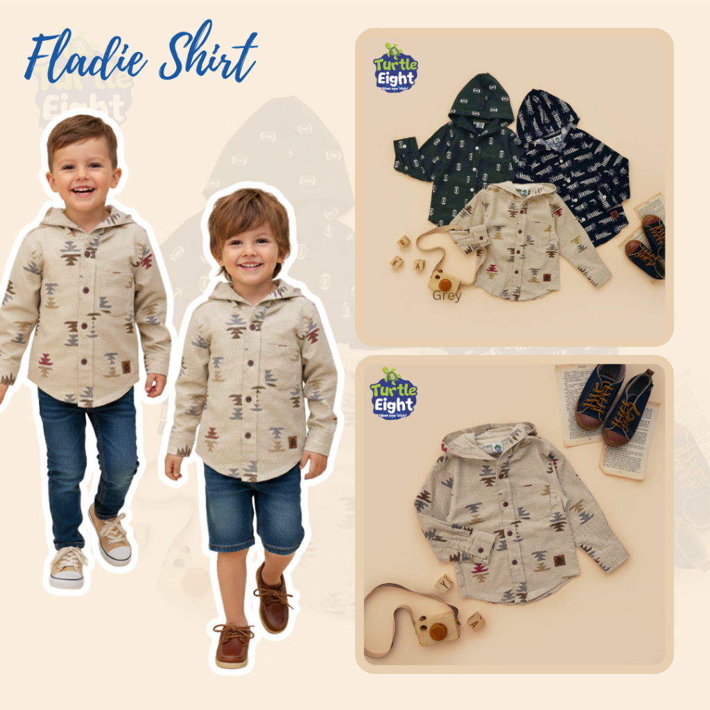 Kemeja Anak Flanel Laki Laki Perempuan Tangan Panjang Hoodie Fladie Shirt Navajo 1-6 Tahun