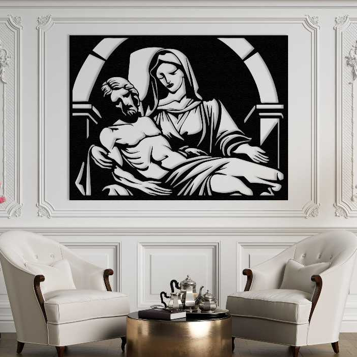 Dekorasi Dinding Yesus kristus, Dekorasi Dinding akrilik, Seni Pieta, Karya Seni Michelangelo, Tuhan