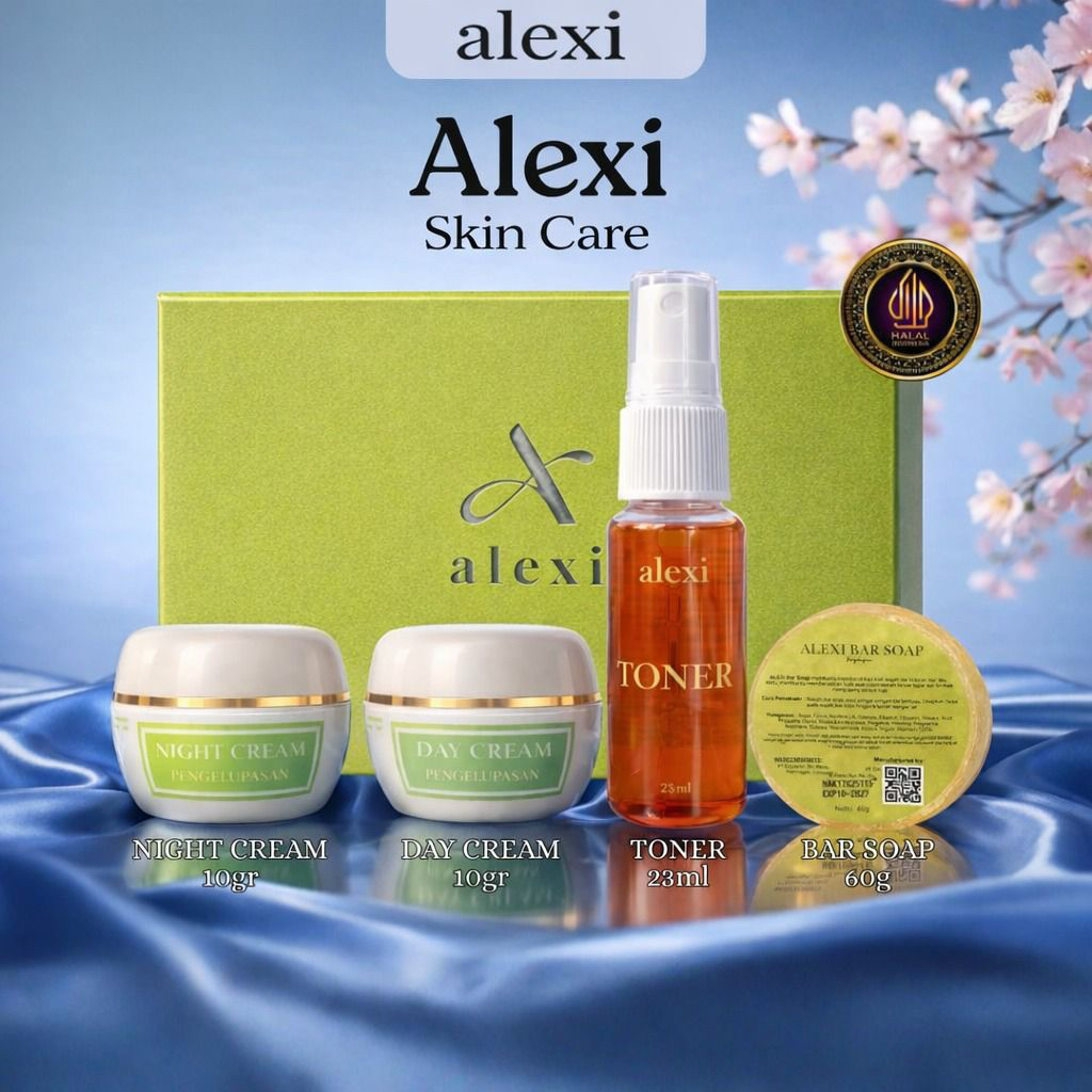 ALEXI SKINCARE Wajah All Skin Type "4 item" (Day Cream, Night Cream, Sabun, Toner)