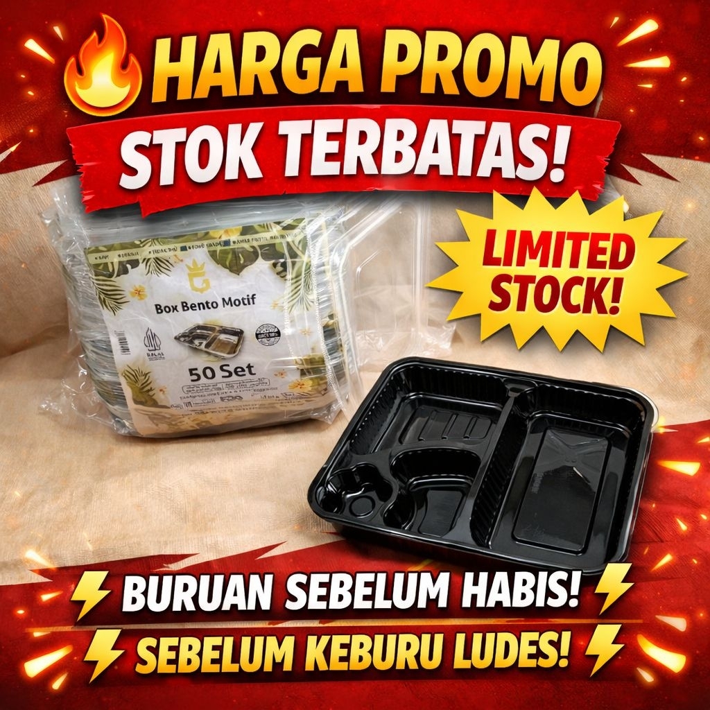 [instan] Mika Bento 4 Sekat / Tray Bento 4 Sekat / Bento Murah / Bento Hitam / Bento Seal Rapat