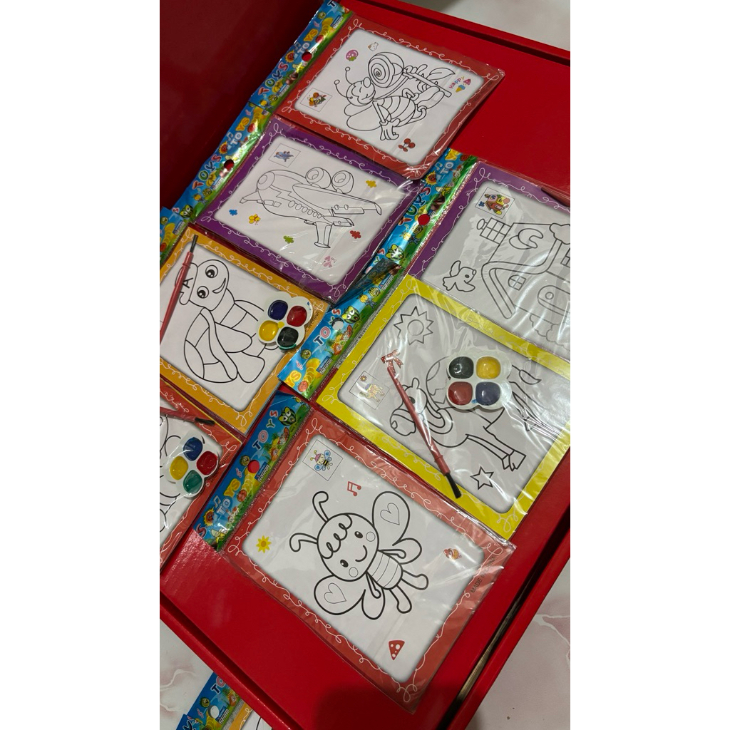 LUKISAN MEWARNAI ANAK + CAT AIR // PAINTING BOARD ANAK // SET MEWARNAI DENGAN KUAS // MAINAN EDUKATI