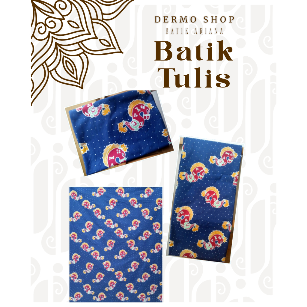 KAIN BATIK TULIS HANDMADE PREMIUM MOTIF KUDA LAUT BIRU NAVY 2 METER – KATUN HALUS ADEM – LIMITED EDI