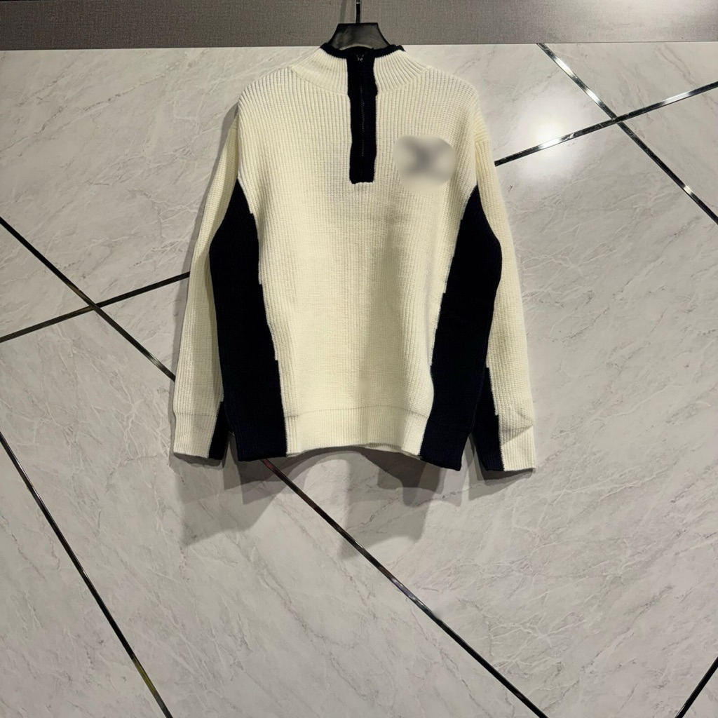 3LV1 Sweater Zipper White Knit