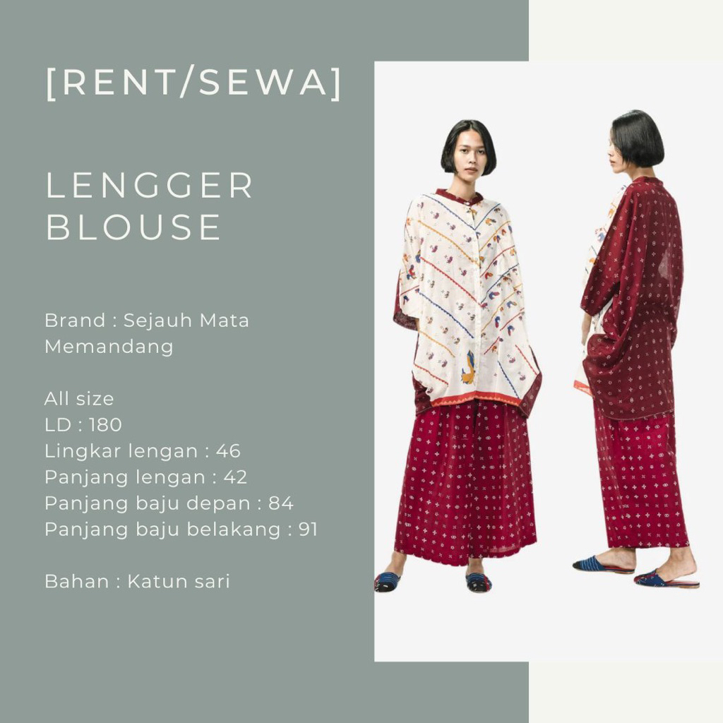 [Rent/Sewa] Blouse lengger ayam sejauh mata memandang / kebaya santai kebaya panjang kebaya pendek s