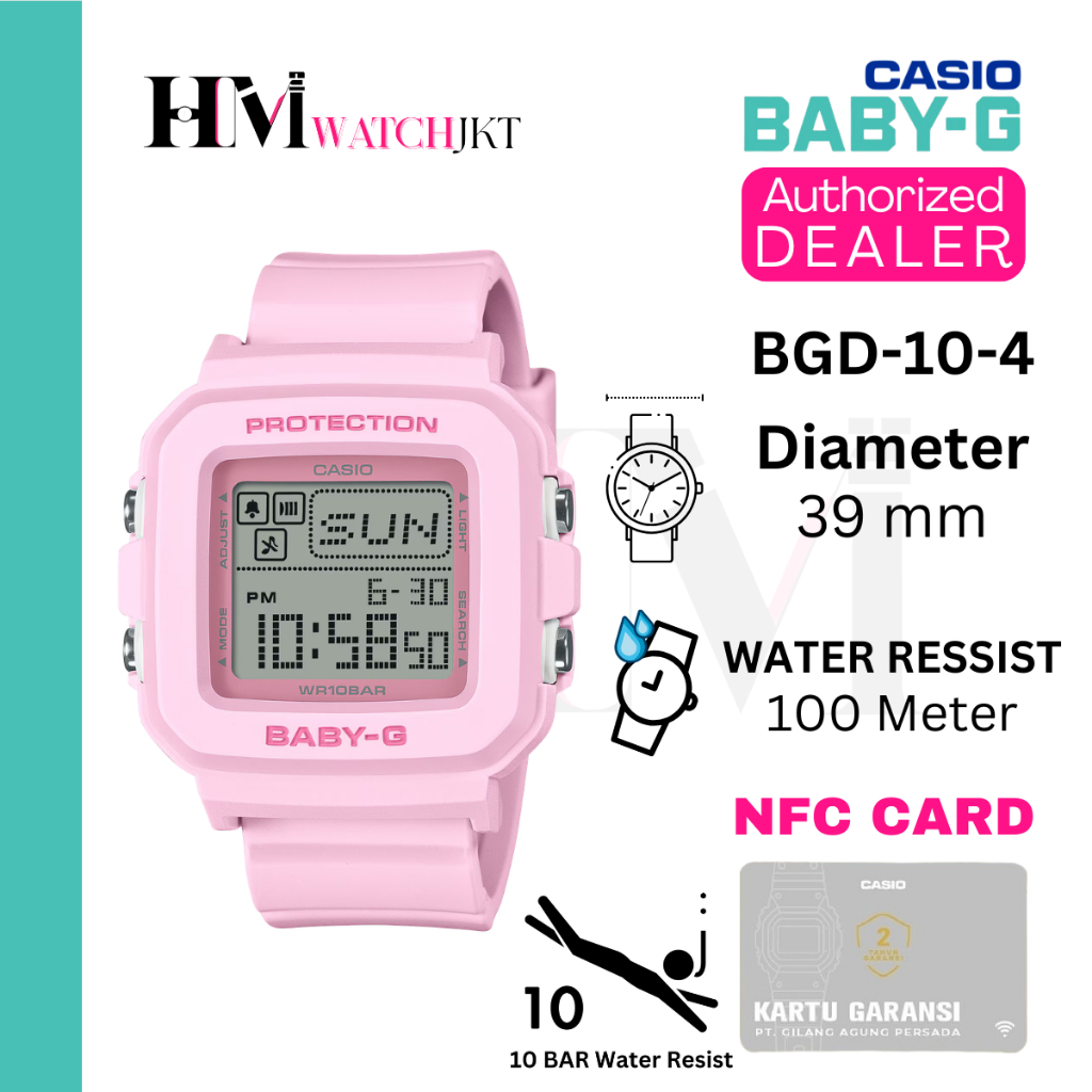 CASIO BABY-G BGD-10-4DR Jam Tangan Wanita Original Digital Antiair BGD-10-4 BGD-10 BGD10