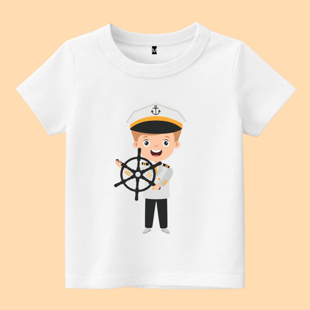 Baju kaos anak gambar pilot kapal laut