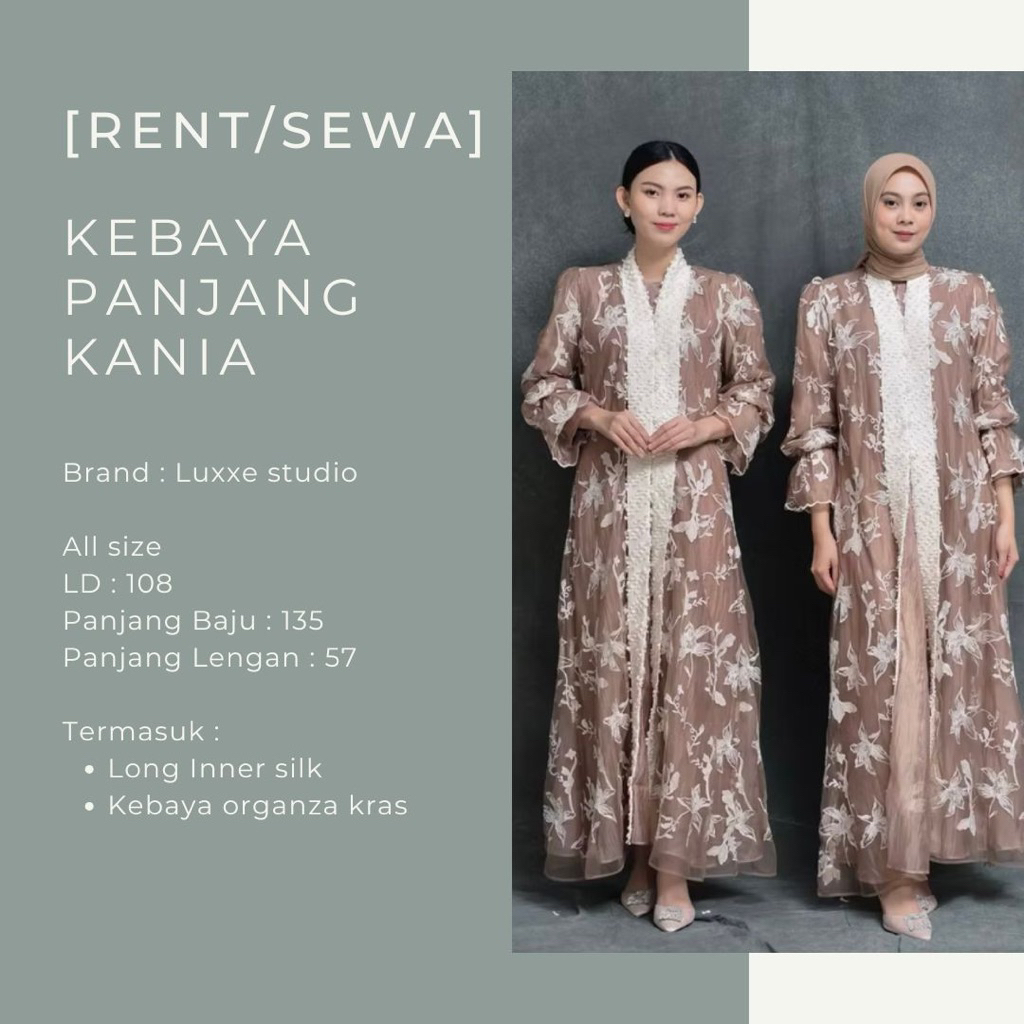 [Rent/Sewa] Kebaya panjang kania luxxe studio / kebaya hijab / kebaya lamaran tunangan kondangan / l