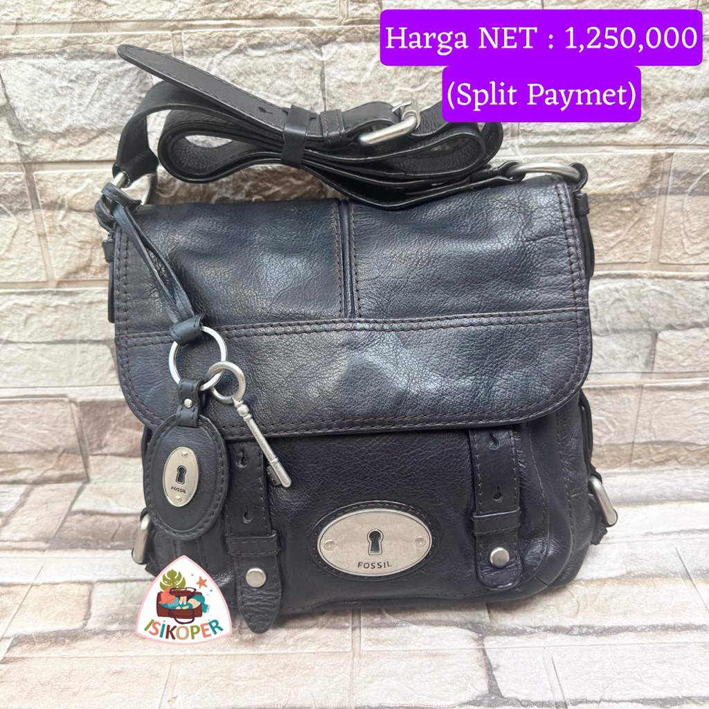 551# NET-Preloved Fossil Maddox Crossbody Flap Black