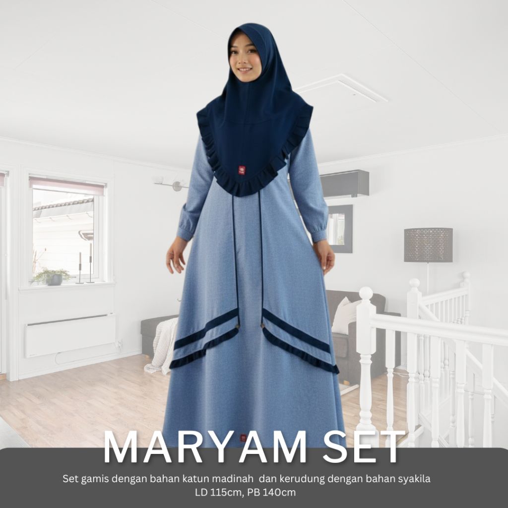 Gamis Set Katun Madinah Premium MADINA by ANV Khimar Shakila Ruffle - Gamis Syari Busui Friendly Mad