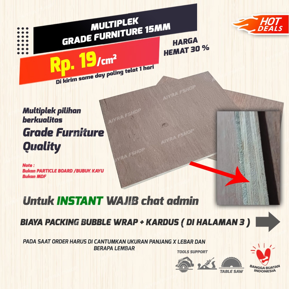 POTONG PAPAN TRIPLEK / POLYWOOD / BLOCKBOARD / TEAKBLOCK 15 MM UK. CUSTOM