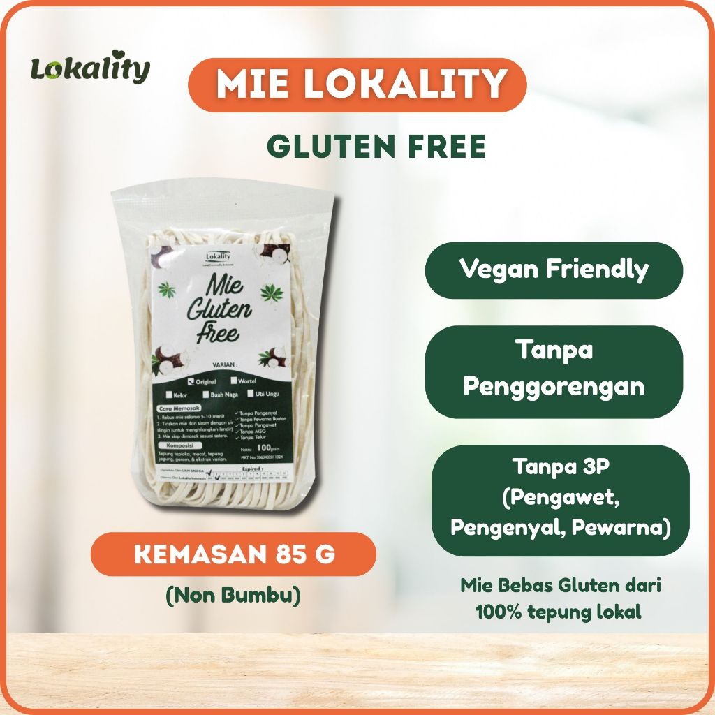 Mie Lokality 85g - Mie Vegan Noodle - Pasta Spagetti Gluten Free - Mie Singkong MPASI Gluten Free