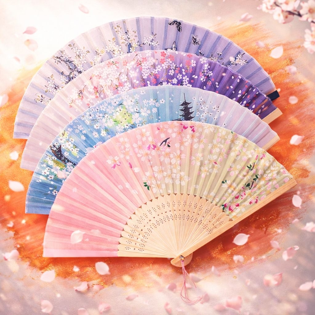 Kipas Lipat Tangan Jepang China Kipas Tari Souvenir Kipas Kayu