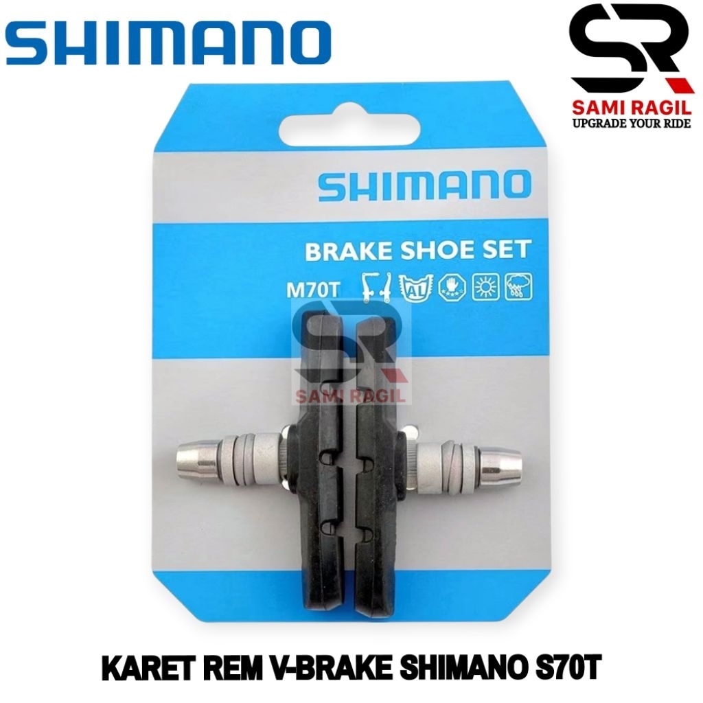 KARET REM V BRAKE SHIMANO S70T SHOE PAD SET KAMPAS SEPEDA V-BRAKE SEPEDA MTB LIPAT SELI CTB CITY BIK