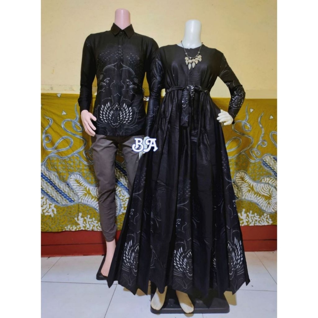 [hyrabatik] Baju Sarimbit 2025 Couple - Baju Couple Gamis Batik Model