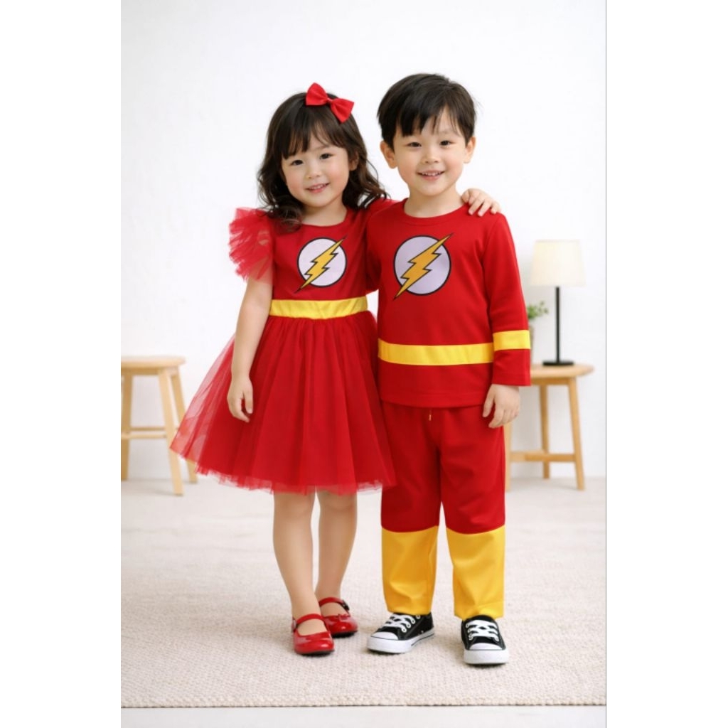 Kostum Flash Superhero Anak Dress Superhero anak Kostum Superhero Anak