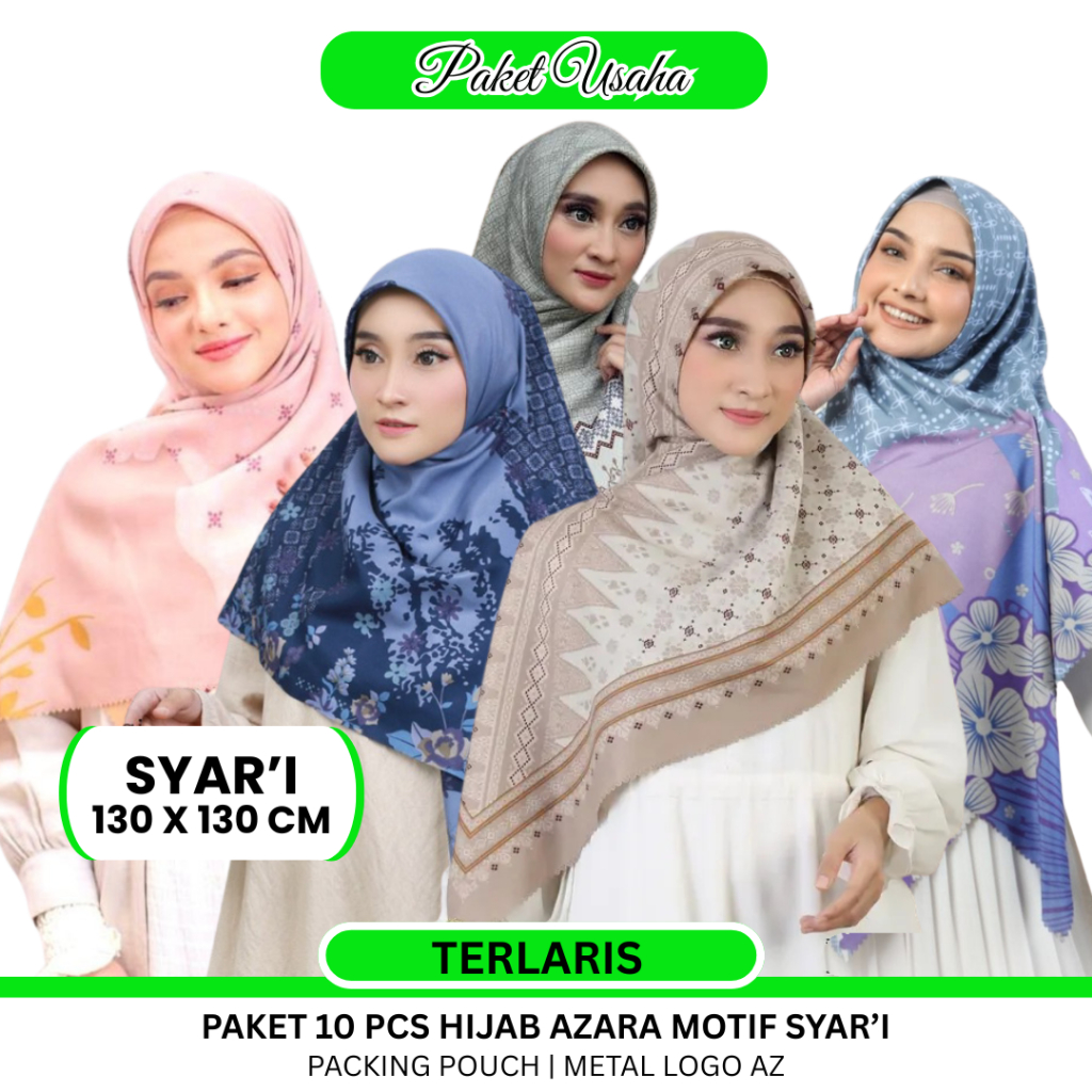 10 Hijab Segi Empat Motif Syar'i Voal Azara Oskara Syar'i Motif Packing Pouch Laser Cut