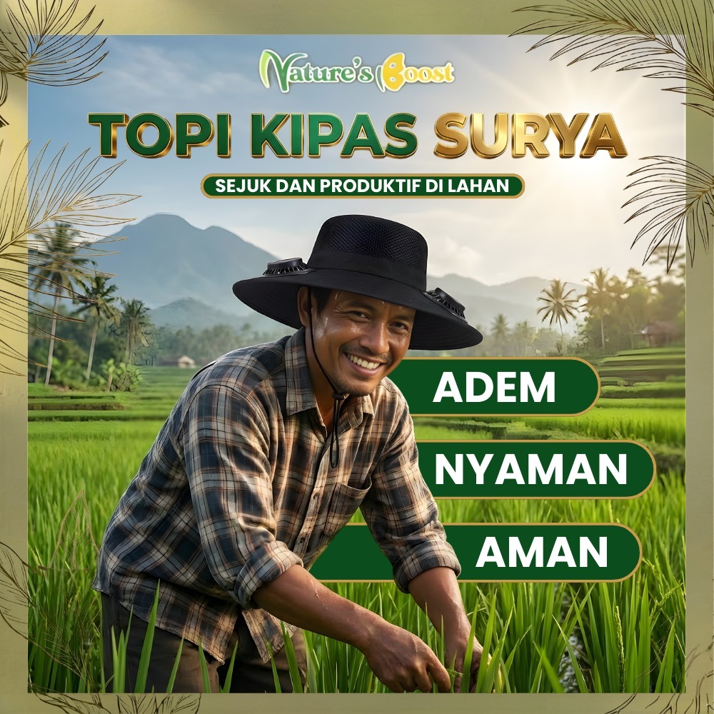 Topi Kipas Tenaga Surya/ Topi Multifungsi Anti UV Nature's Boost