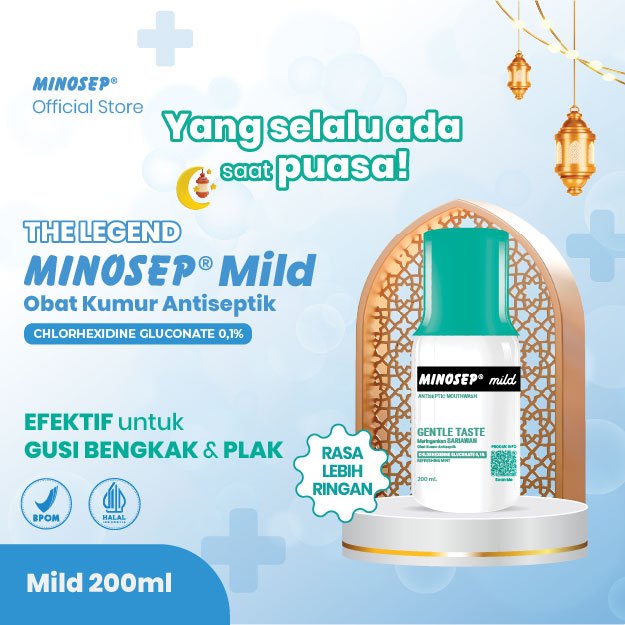 Minosep MILD Obat Kumur Antiseptik Obat Sariawan Ampuh Cepat Sembuh saat Puasa Gusi Bengkak Nyeri Sa