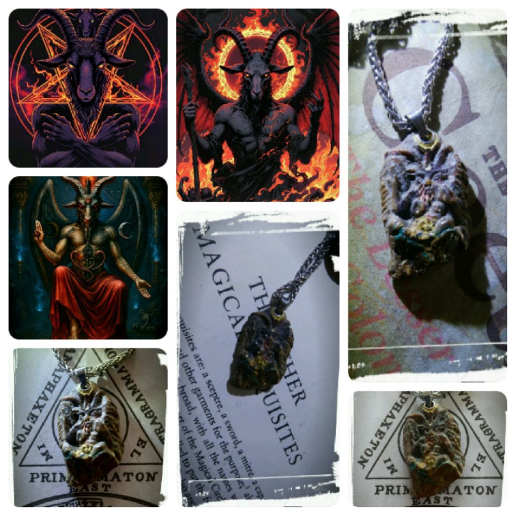 Kalung Baphomet Liontin Batu Sabbatic Goat Eliphas Levi Zaed Salem Lucifer Talisman Pentakel Choker 