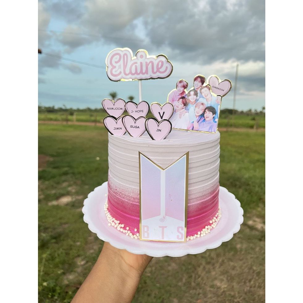 Topper KPOP BTS Free Request Tulisan / Hiasan Cake BTS / Topper Kue