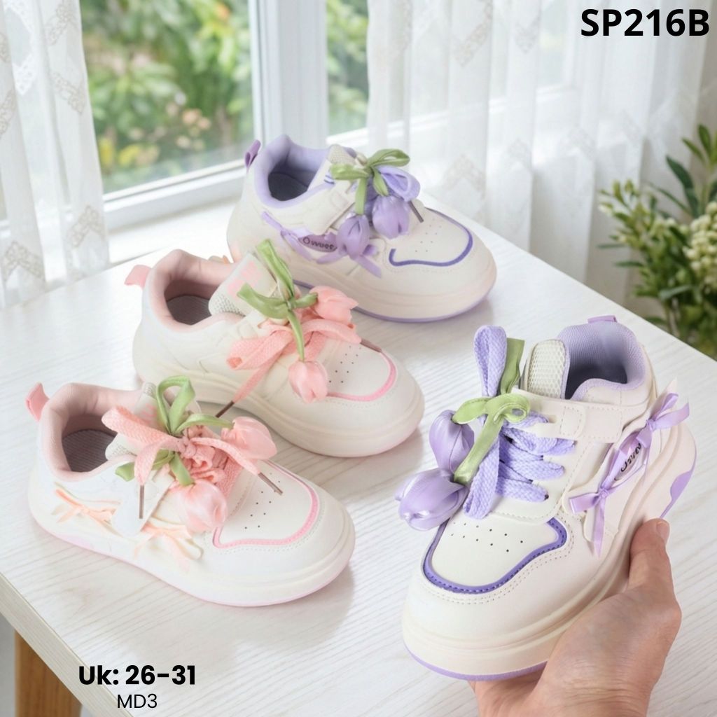 [SP216B] Sepatu Anak Perempuan Stylish Premium Sekolah TK - SD | Sepatu Anak SNEAKERS KOREAN STYLE |