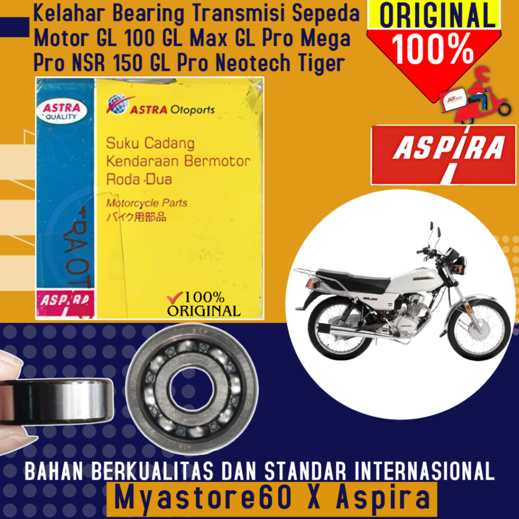 ORIGINAL Aspira Kelahar Bearing Transmisi 6204-HN3C3 Sepeda Motor GL 100 1979-1995 GL Max 1979-1995 