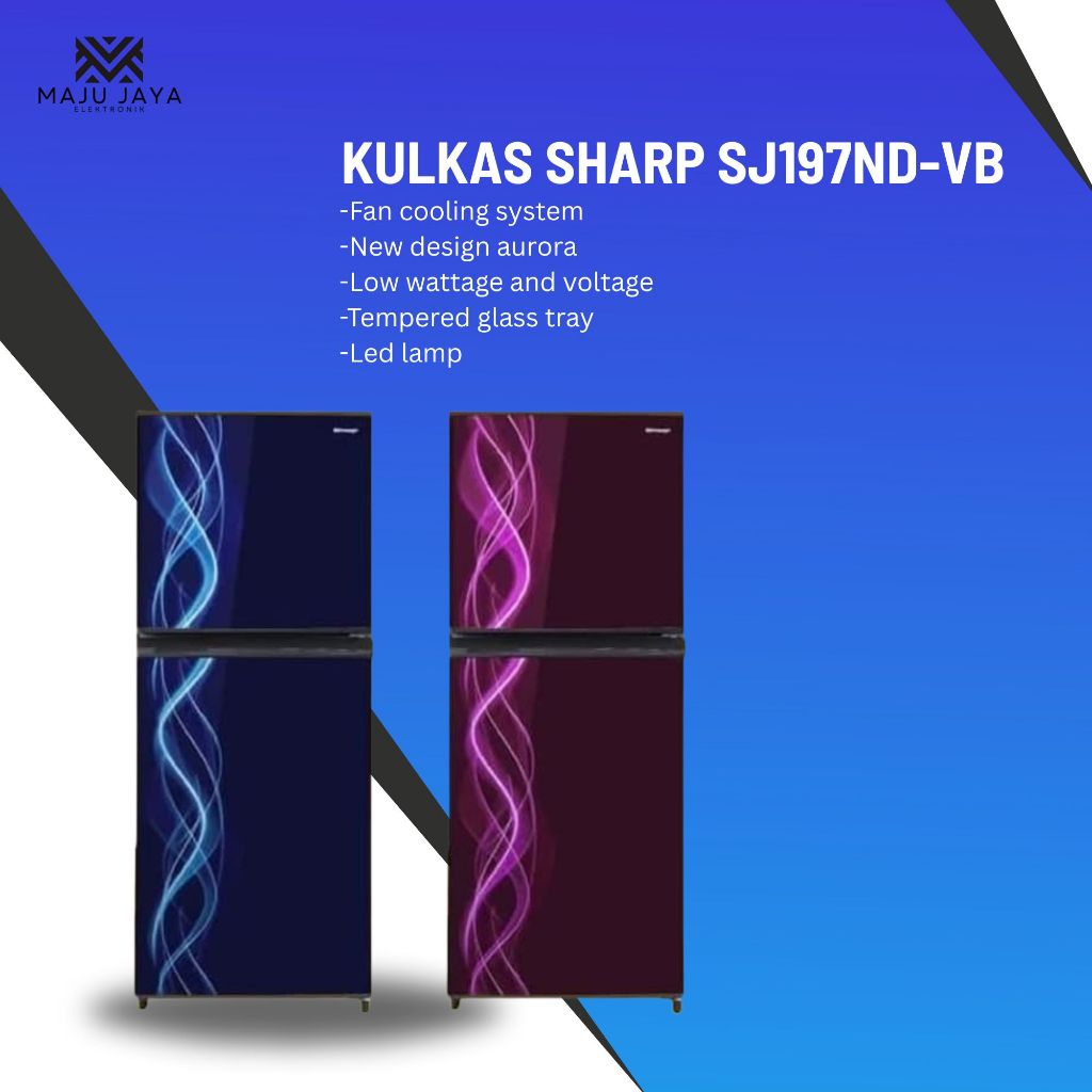 KULKAS SHARP 2 PINTU SJ197ND-VB SJ-197ND-VB NO FROST LOW WATT 197 ND