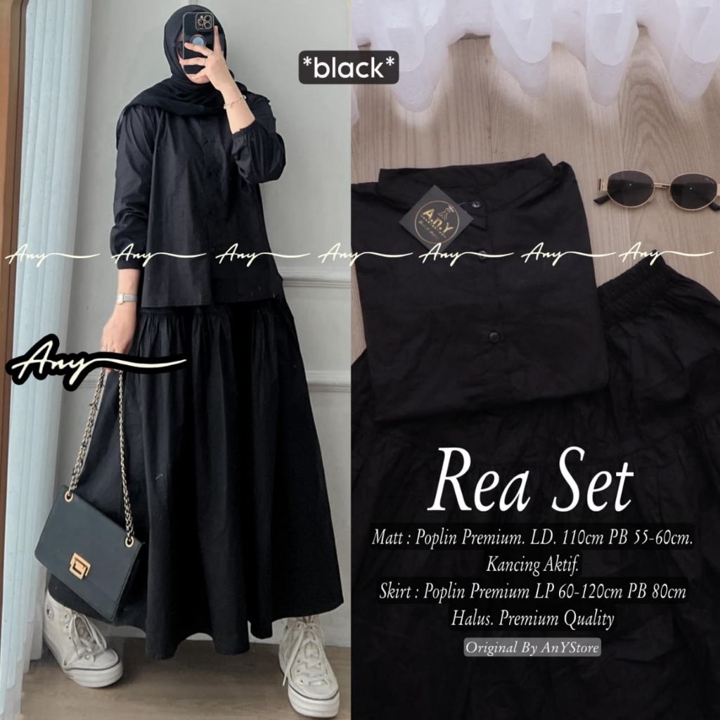 REA CLARABEL SET ORIGINAL BY ANY atasan dan rok bahan poplin premium
