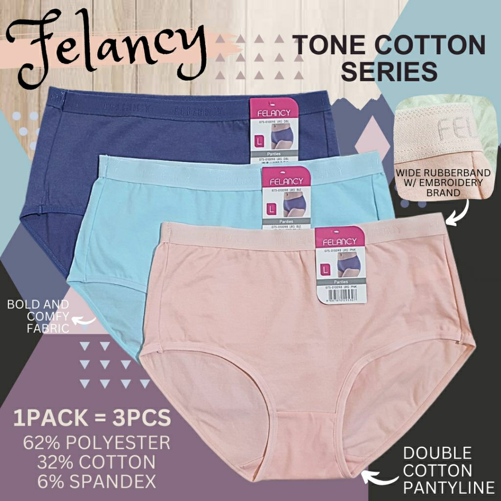 felancy tone cotton panty pack/celana dalam wanita branded katun murah