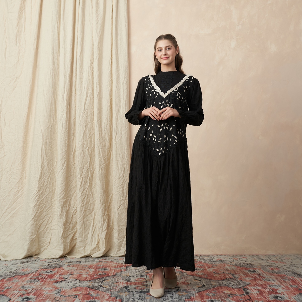 Sausan - Ankara Madiha Dress - Eyelet Dress Vintage Wanita