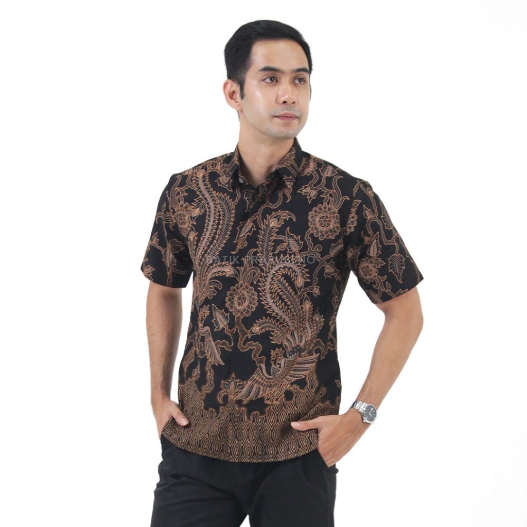 Batik Prabuseno - Batik Pria Lengan Pendek Slim Fit Motif Airlangga