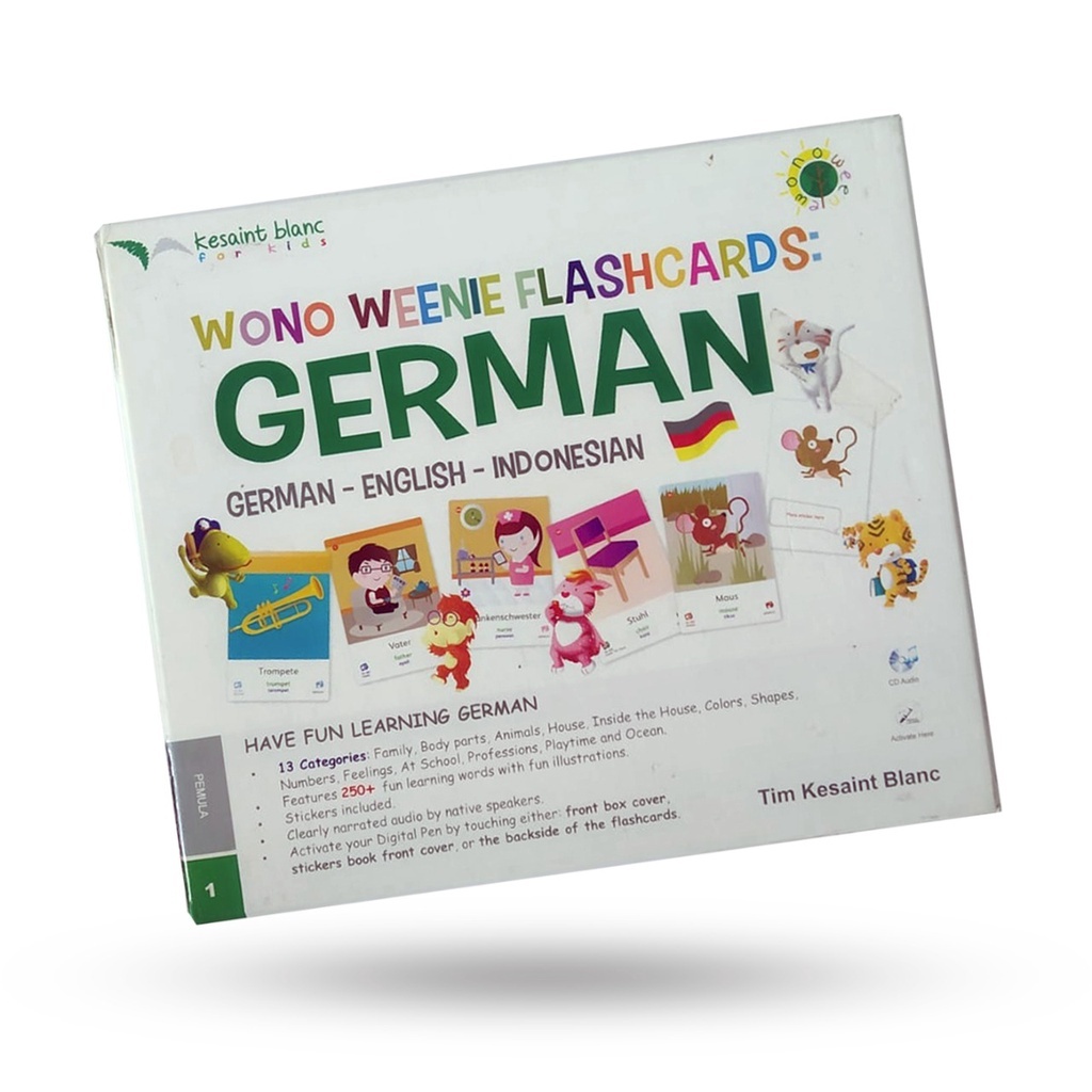 Buku Belajar Bahasa Untuk Anak: Bahasa Jerman- Wono Winnie Flashcards German + CD Audio