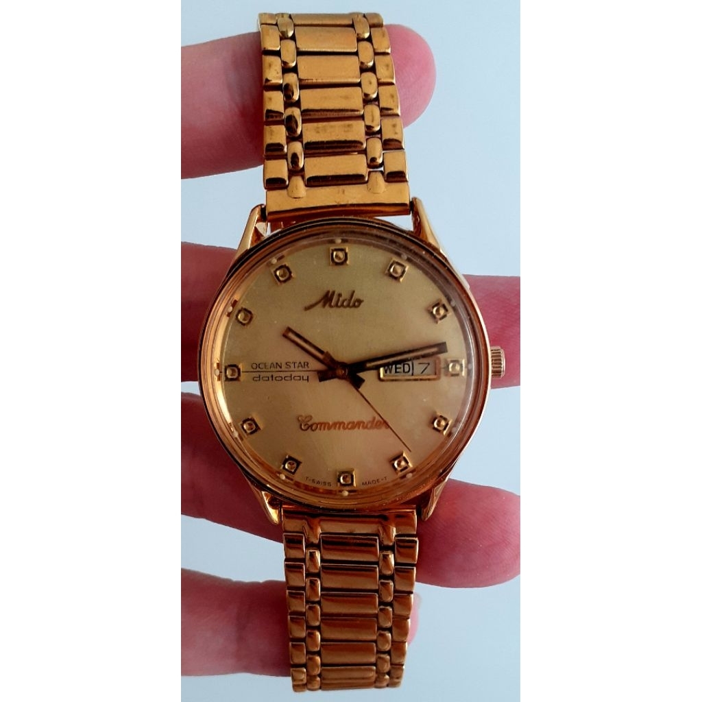 Mido Commander OCEAN STAR datoday 8268 Gold Plated Automatic Jam Tangan Pria Vintage Watch