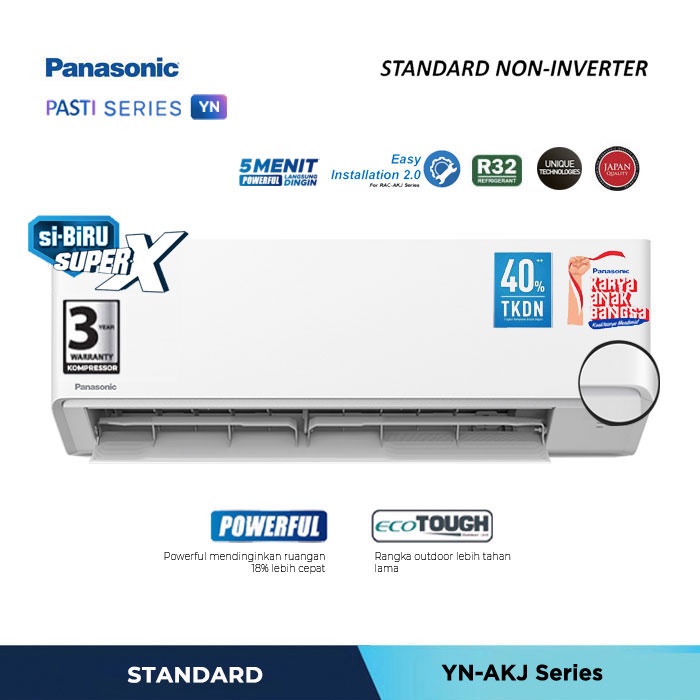 Panasonic AC Wall Mounted Split Standard Inverter Si-Biru 1/2 PK - CS/CU PU5AKJ