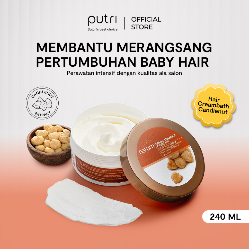 Putri Natural Creambath Candlenut 240ml – Rambut Hitam Alami & Berkilau | Creambath Wangi Tahan Lama