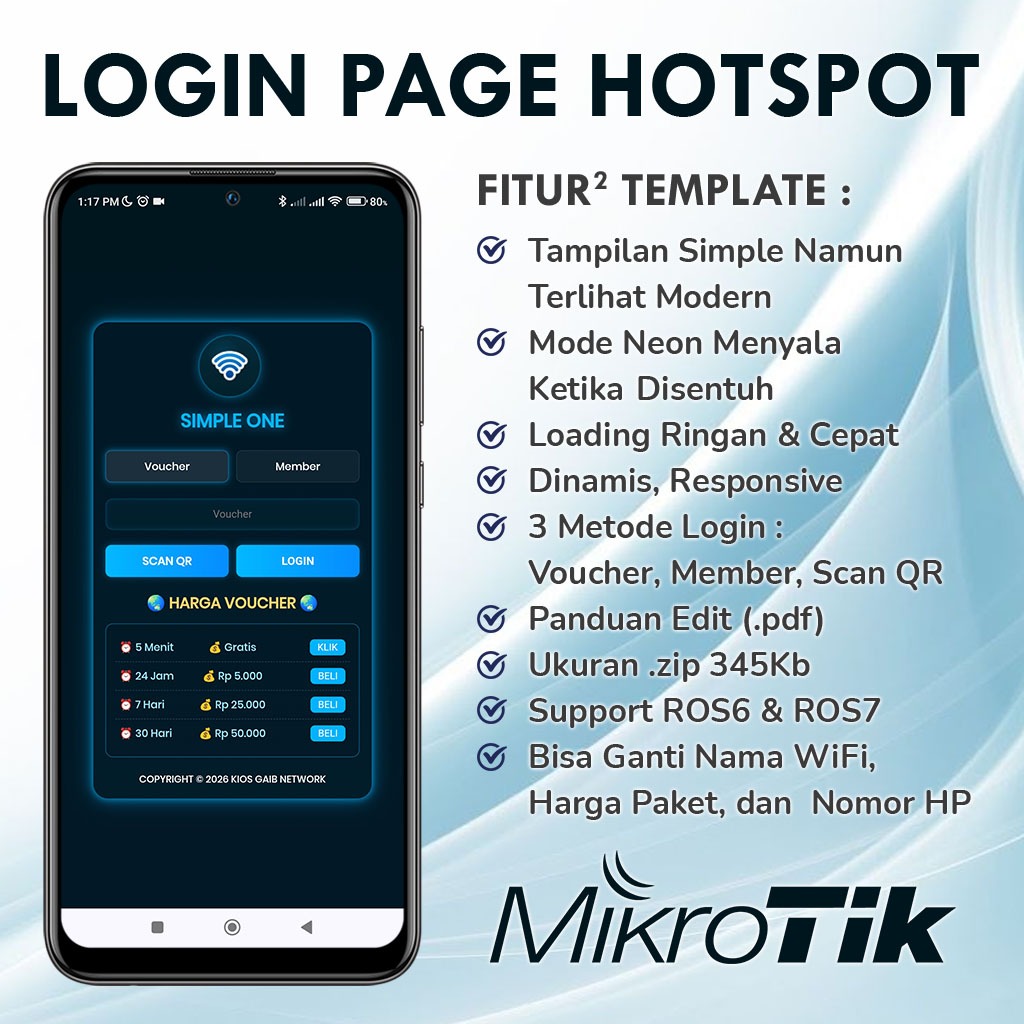 Simple One - Template Login Page Hotspot MikroTik Premium