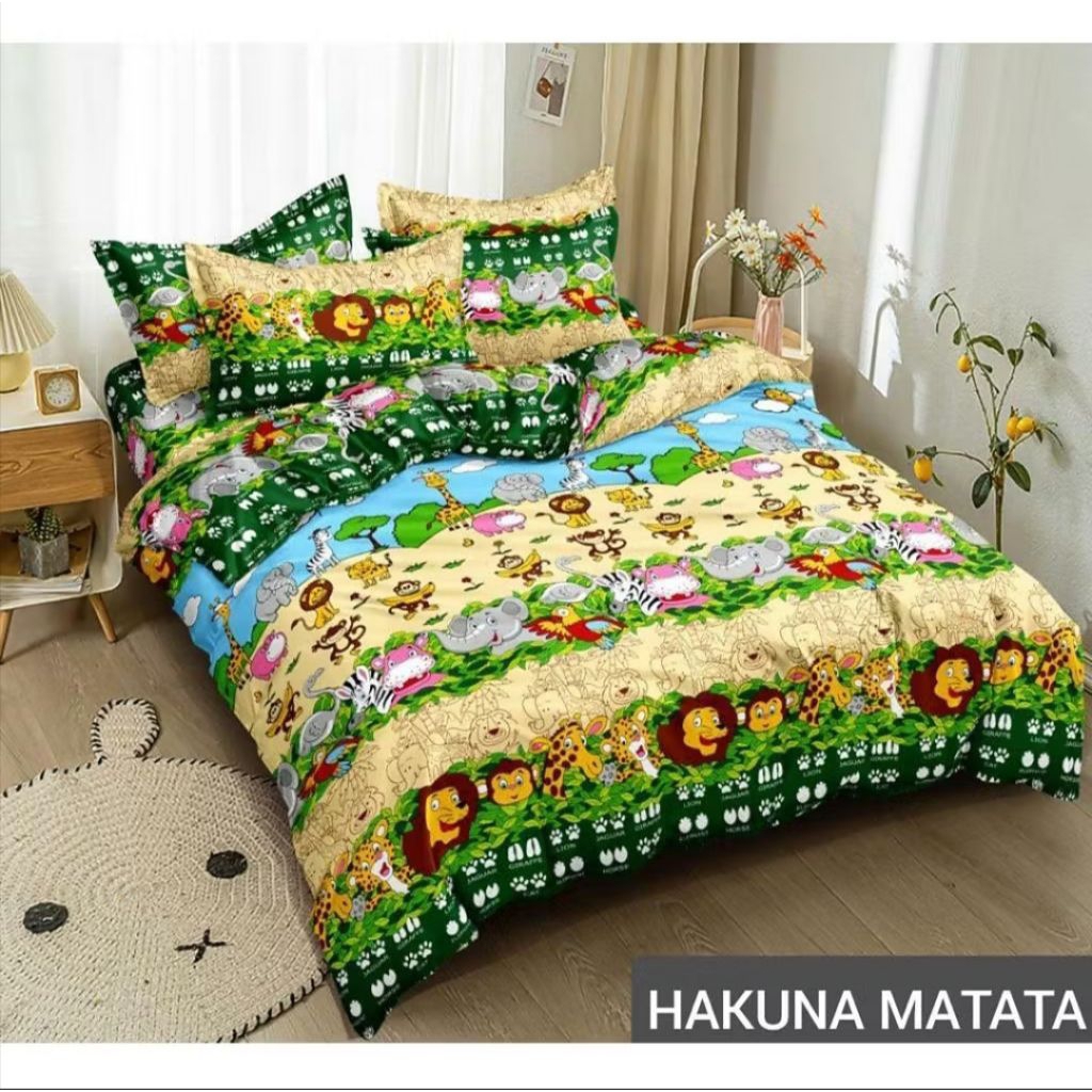 Bedcover Set Anak Laki Laki Motif HEWAN / BINATANG / DINOSAURUS / PLANET Lengkap Selimut & Sprei Set