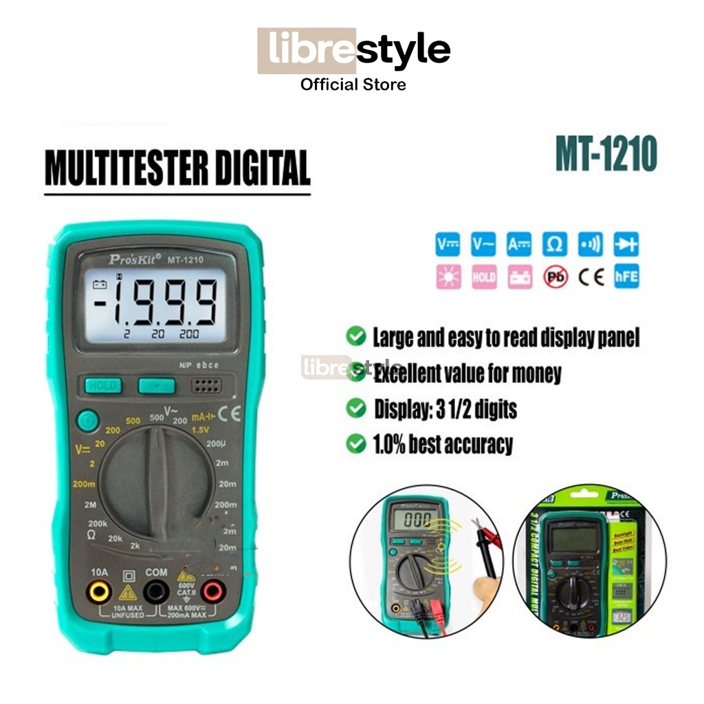 ProsKit MT-1210 3 1/2 Compact Digital Multimeter - Avometer - Multimeter Digital Proskit MT-1210 Ori
