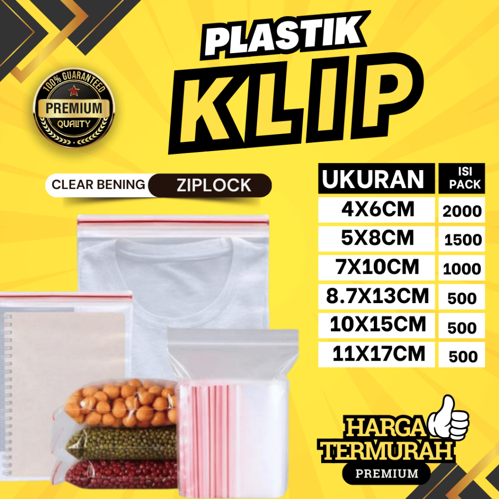Diskon PLASTIK KLIP ZIPLOCK BENING /PLASTIK KLIP MAKANAN/ZIPPER BAG/PLASTIK MAKANAN FOOD GRADE