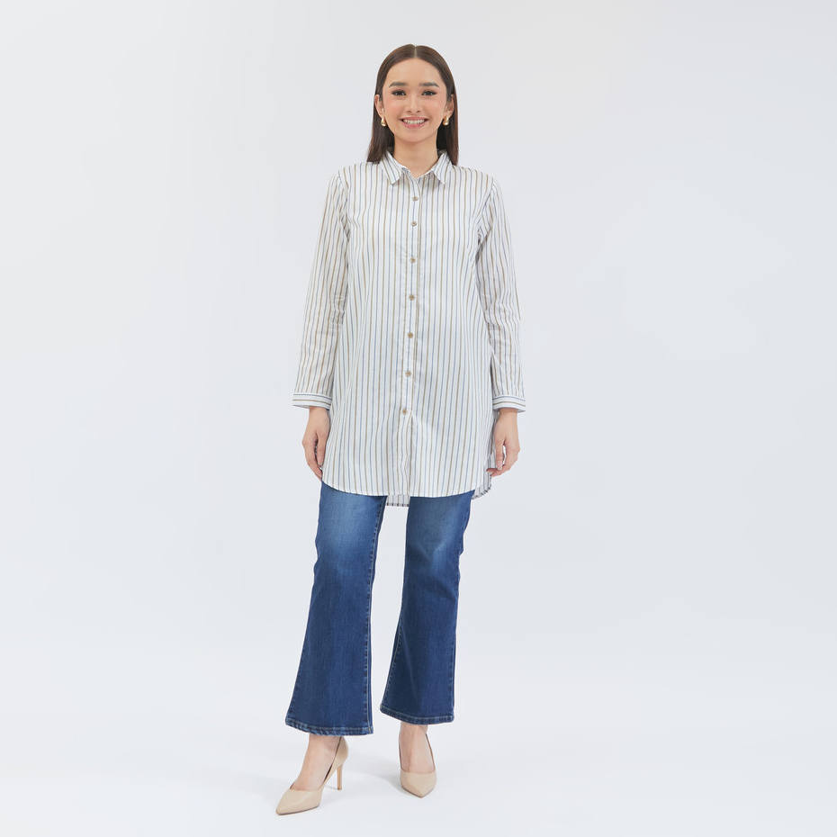 Geela Official - Sadiya Khaky Stripe Tunic (G.1760) | Tunik Wanita