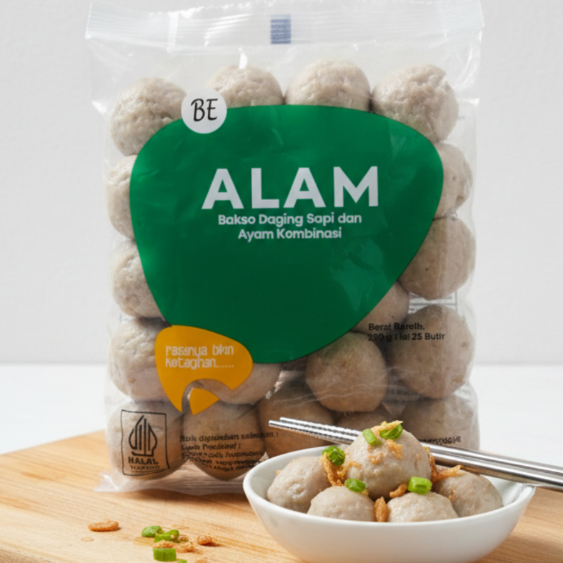 Bakso Sapi Alam Super isi 25butir kenyal / Bakso daging sapi dan ayam kombinasi , Rasa Lezat
