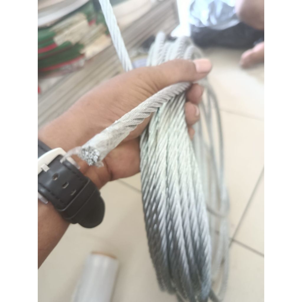 Sling baja whain hoistSling baja 8mm 6mm kawat seling baja galvanis panjang 1 Meter baja galvanis wi