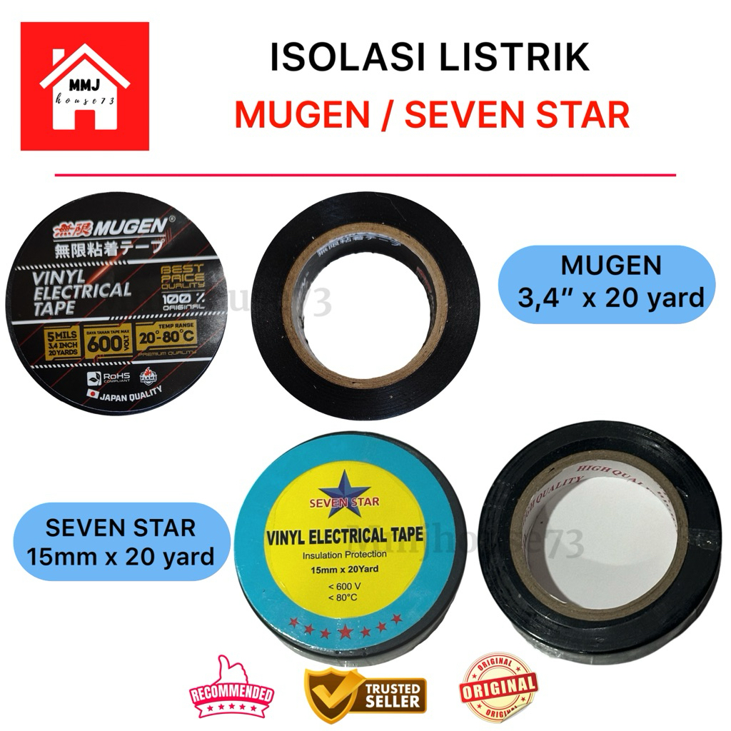 MUGEN/SEVEN STAR Isolasi Listrik Hitam PVC / Lakban Hitam Electrical Tape