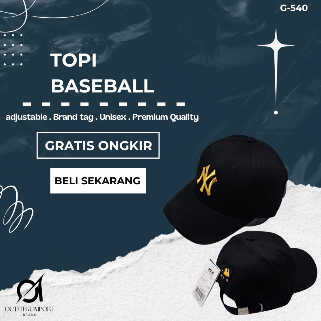 G-540 Topi Baseball NY MLB Classic Black Gold