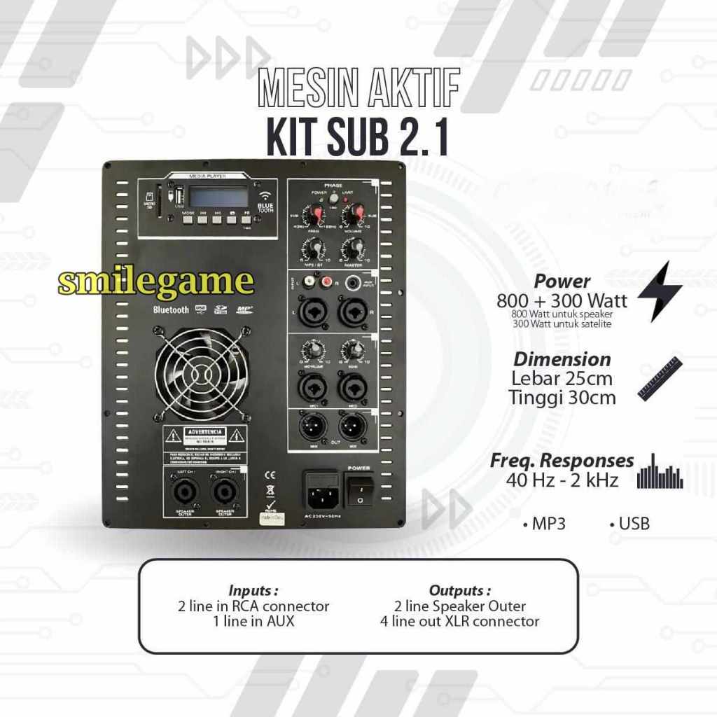 Power Kit Subwoofer Mesin Subwoofer 2.1 Kit Subwoofer + Kit Speaker Bluetooh - USB Output Satelit L 